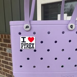 I Love Pyrex Themed Bogg Bag Charm, Bogg Bag Button, Bogg Bag Accessory